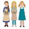 Women girls female wearing apron prepare cooking.illustration.EPS10.Vector