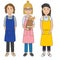 Women girls female wearing apron prepare cooking.illustration.EPS10.Vector