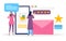 women give feedback comment star for product commerce use smartphone with flat cartoon style