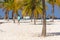 Women go to Playa Sirena beach, Cayo Largo, Cuba.