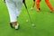 Women golf player at the green, Andalusia, Spain