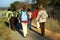 Women in the greenway Los Molinos del Agua in Valverde del Camino, province of Huelva, Spain