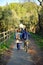 Women in the greenway Los Molinos del Agua in Valverde del Camino, province of Huelva, Spain