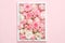 Women greeting assorted rose frame pink background