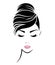 Women hair style icon, logo women face