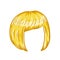 Women hairstyle. Blonde Hair on the head. Trendy modern haircuts girl - bob cut. Sketch color cartoon illustration