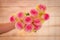 Women hand holding a bouquet of Esperance roses variety, studio shot.