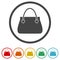 Women handbag ring icon, color set