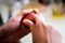 Women hands decorating Easter eggs