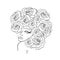 Women Head with roses decorative coloring page