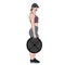 Women with heavyweight dumbbell plates hand drawn vector illustration