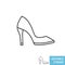 Women heeled shoe thin line icon shape