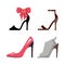 Women High-Heeled Shoes Isolated Illustrations Set