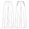 Women High Waist Sailor Pant Vector Fashion Flat Sketches. Fashion Technical Illustration Template. Flare Wide legs.