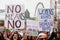 Women Hold Up Signs At Atlanta March For Social Justice