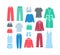 Women home clothes garments flat vector icons