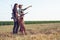 Women hunters with hunting dog