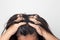 Women itching scalp damaged hair, Haircare