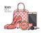 Women Items and Accessories. Pink Female Objects