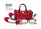 Women Items and Accessories. Red Female Objects