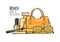 Women Items and Accessories. Yellow Female Objects