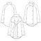 Women Jacket fashion flat sketch template. Technical Fashion Illustration. Wide Mock Neck Coat