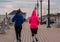 Women Jogging on the Boardwalk