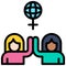 Women join hand icon, International Women`s Day related vector