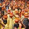 Women with Kalash on head during Jagannath Temple Mangal Kalash Yatra, Indian Hindu devotees carry earthen pots containing sacred