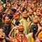 Women with Kalash on head during Jagannath Temple Mangal Kalash Yatra, Indian Hindu devotees carry earthen pots containing sacred