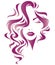 Women long hair style icon, logo women face