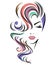 Women long hair style icon, logo women face on white background