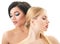 Women in love. Caucasian blond girl and beautiful young girls posing in studio over white background. Fashion, beauty, glam, youth
