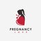 Women with Love heart and pregnancy logo icon vector template