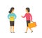Women making shopping together. Friend people vector.