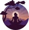 Women Meditating, Girl Meditation Silhouette