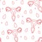 Women menstruation periods seamless pattern uterus, blood drips