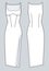 Women Midi Dress fashion flat technical drawing template. Vintage Evening midi Dress with corset fashion flat illustration, side