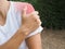 Women with muscle inflammation and shoulder pain