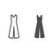 Women overall line and solid icon, Summer clothes concept, Denim romper sign on white background in outline style for