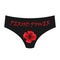 Women panties with red blood flower symbol and Period Power text. Menstruation concept, vector illustration isolated on