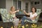 Women on Patio Toasting Wine Glasses