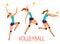 Women playing dynamic volleyball set