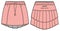 Women pleated running mini skirt jersey design flat sketch fashion Illustration for girls and Ladies, Running trail skirt concept