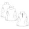 Women Polar Fleece Turtleneck Sweatshirt fashion flat sketch template. Girls Technical Fashion Illustration. Long Sleeves. Zipper