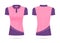 Women polo shirt in pink and purple mockup realistic vector illustration isolated.