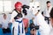 Women practicing at taekwondo class