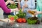 Women preparing food for a party