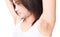 Women problem black armpit on white background for skin care and