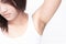 Women problem black armpit on white background for skin care and beauty concept